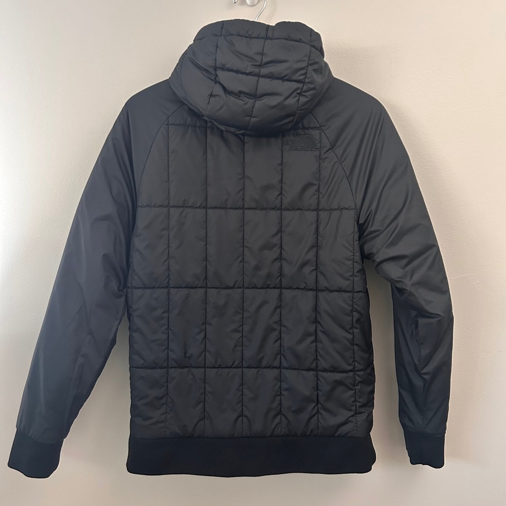 North Face Jacket Mens Small Black White Reversible Puffer Camo Hoodie Full Zip - Picture 2 of 12